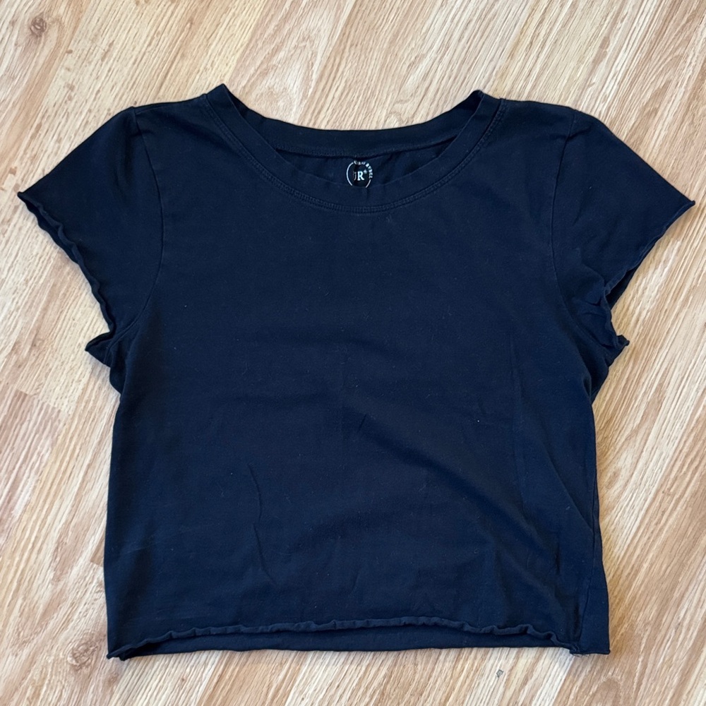 Cute Black Cropped T-Shirt - Size L
